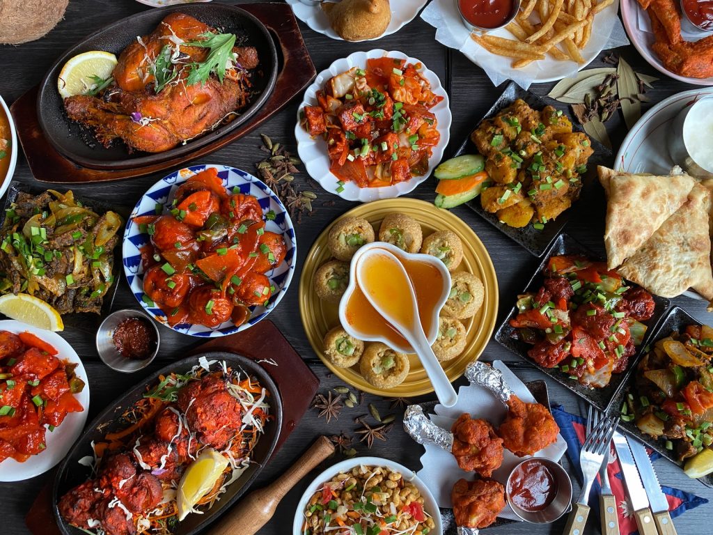 a table filled with lots of different types of food